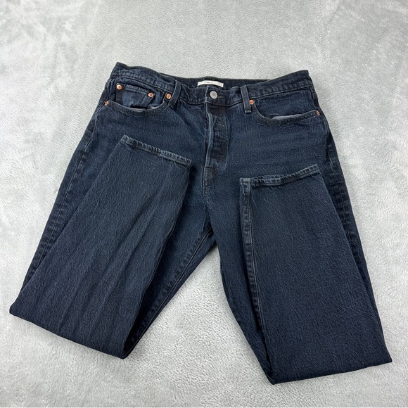 Levi's Big E Wedgie Straight Women's Jeans 35x26 Black Denim - Picture 9 of 12